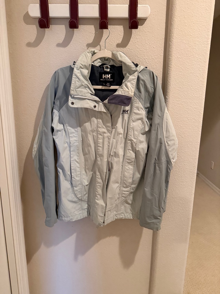 Helly Hansen Light Gray And Pale Blue Hooded Shell Jacket